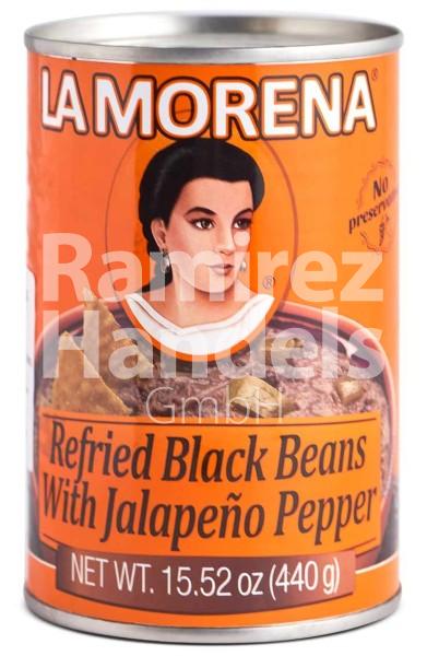 Frijoles Refritos Negros - Black Bean puree with Jalapeno La Morena 440 g [EXP 31 JUL 2026]